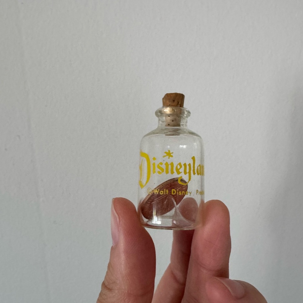 Cream and Yellow Decorative Glass Vial with Cork Stopper